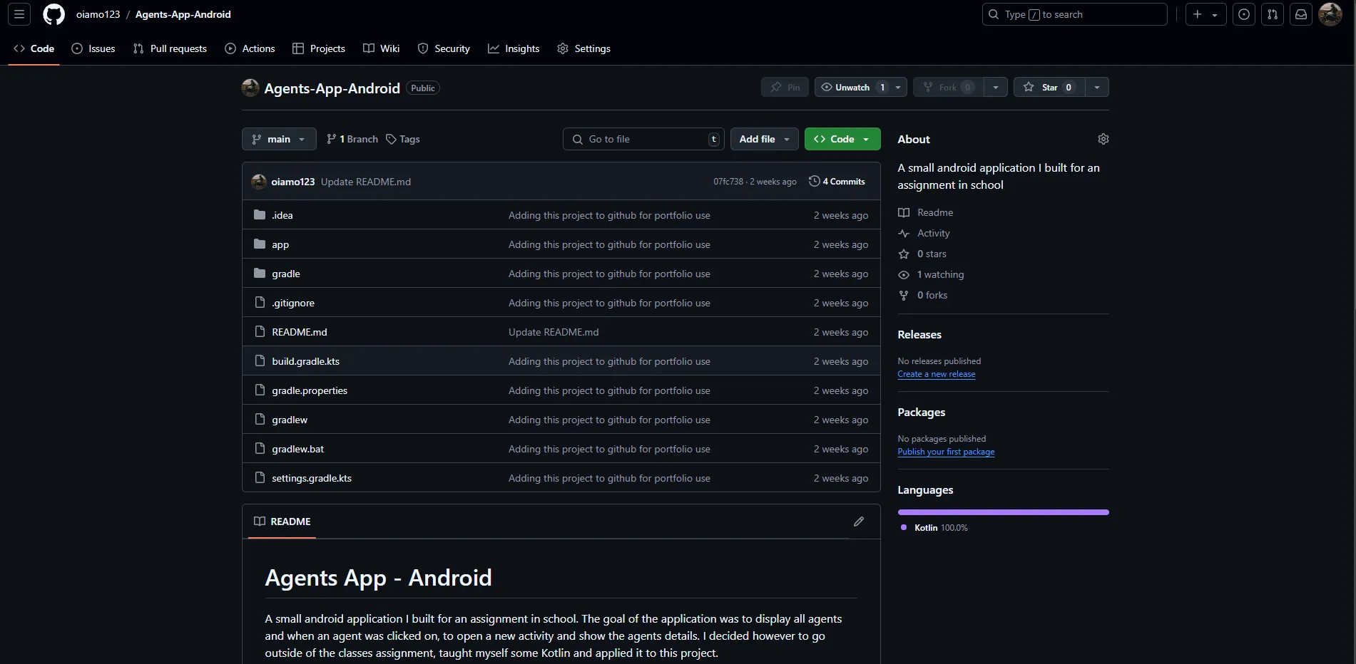 Screenshot of Android App