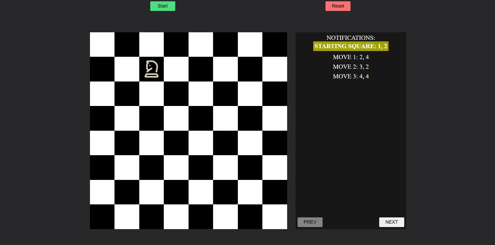 Screenshot of Knights Travails